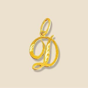 - 14k Real Gold Initial "D" Pendant | Charm- Real 14k Gold Letter "D" Pend…